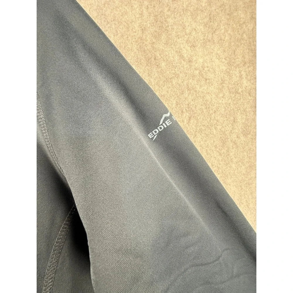 Eddie Bauer Mens Medium Gray Quarter Zip Pullover Technical Fleece Mock Neck